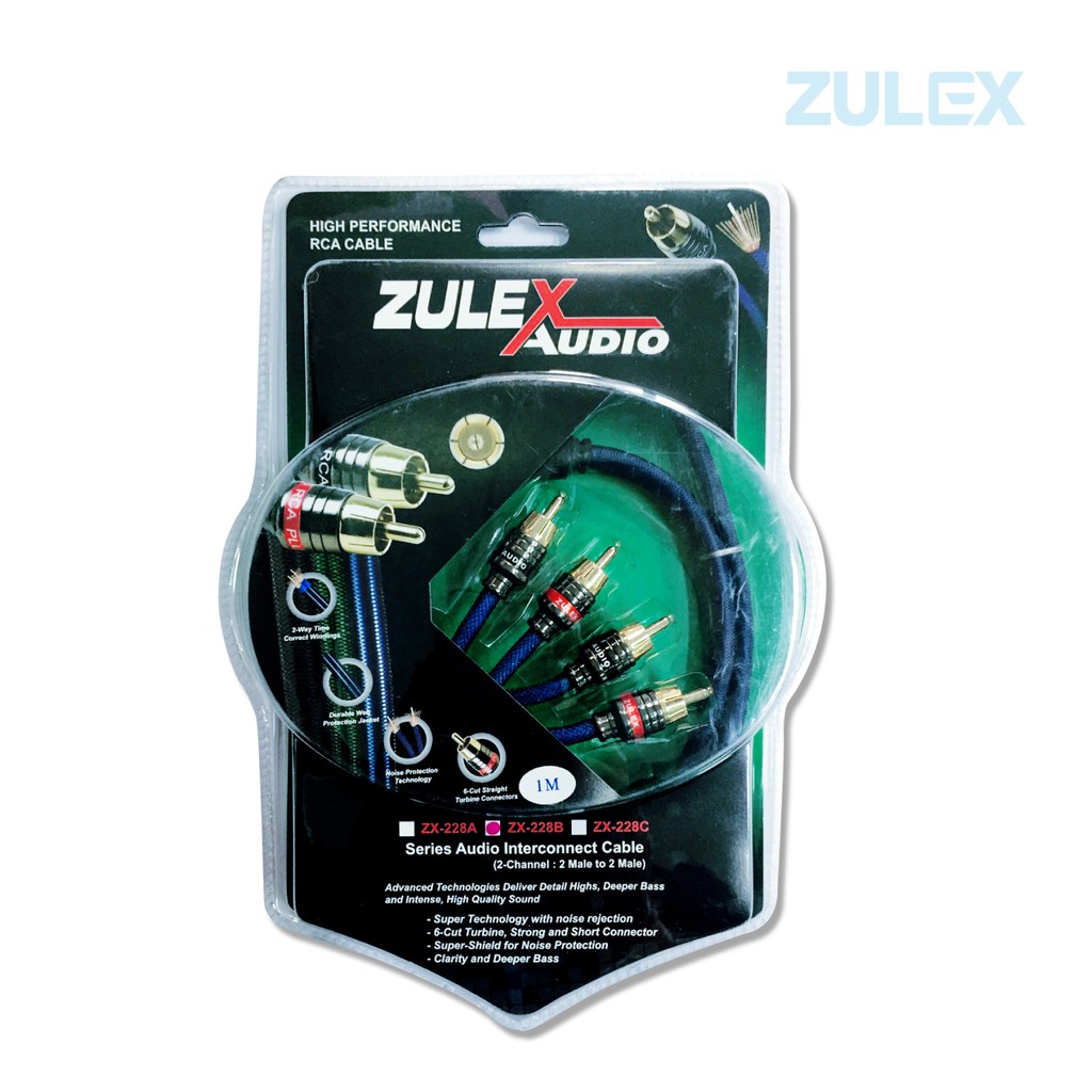 Zulex สายสัญญาน RCA Audio หัวต่อดิไซด์สั้นแข็งแรง ชนิด 6 กลีบ(ใบพัด) RCA เข้า2ออก2 RCA Audio รุ่น ZX