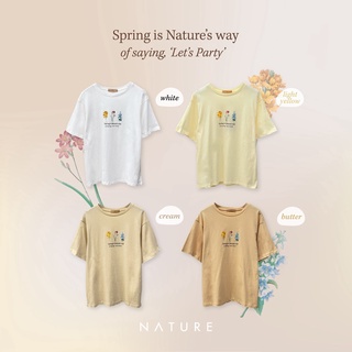 🍎 ลด45.-โค้ดWYQESS🍋nature.bkk - TSN4056 เสื้อยืดสกรีนดอกไม้สปริงปาร์ตี้ spring party tshirt