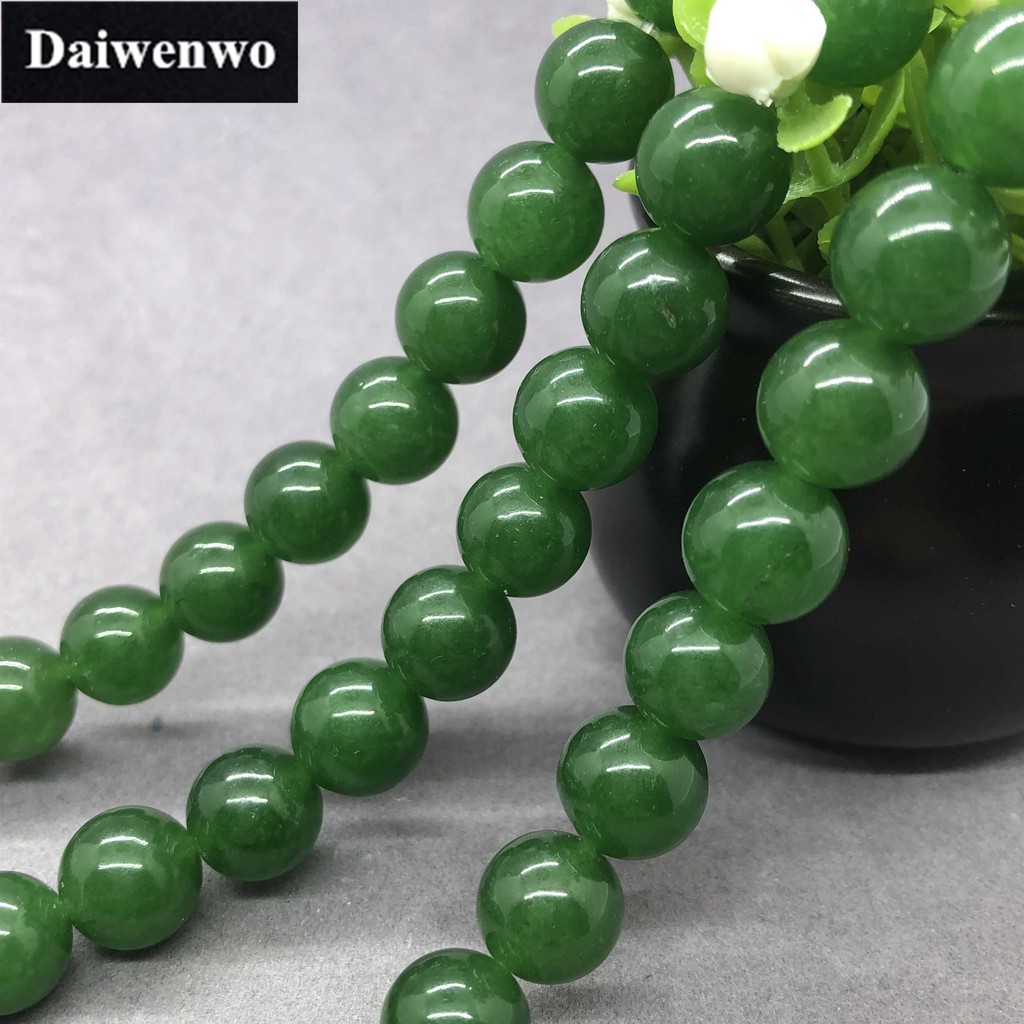 ลูกปัดหินโมรา สีเขียวเข้ม ทรงกลม 4-12 มิลลิเมตร สำหรับทำครื่องประดับ DIY