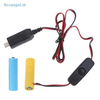 Rox อะแดปเตอร์แบตเตอรี่ดัมมี่ LR6 AA 5V USB C เป็นพาวเวอร์ซัพพลาย 3V แบบเปลี่ยน 2 AA