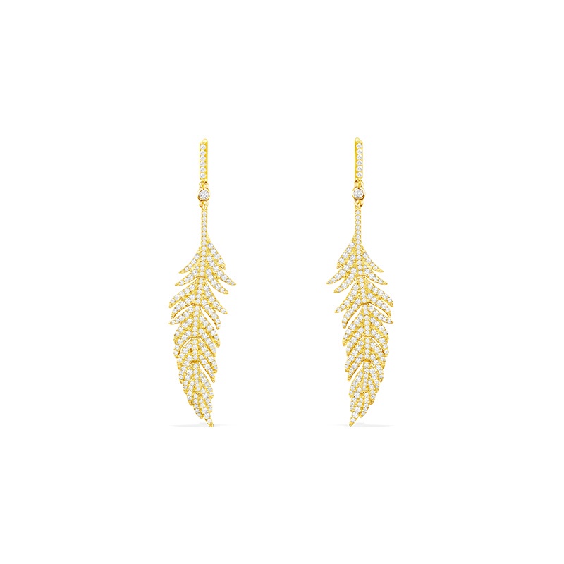 APM Monaco feather ต่างหูห้อยเงินการออกแบบเฉพาะความรู้สึกพู่สุทธิสีแดงต่างหูต่างหูหญิง