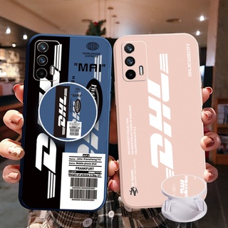 เคสโทรศัพท์มือถือ ขอบสี่เหลี่ยม ลาย DHL NASA พร้อมแหวนขาตั้ง สําหรับ OPPO A16 A94 A53 A15 A12 AX7 A52 A72 A92 A74 A54 5G