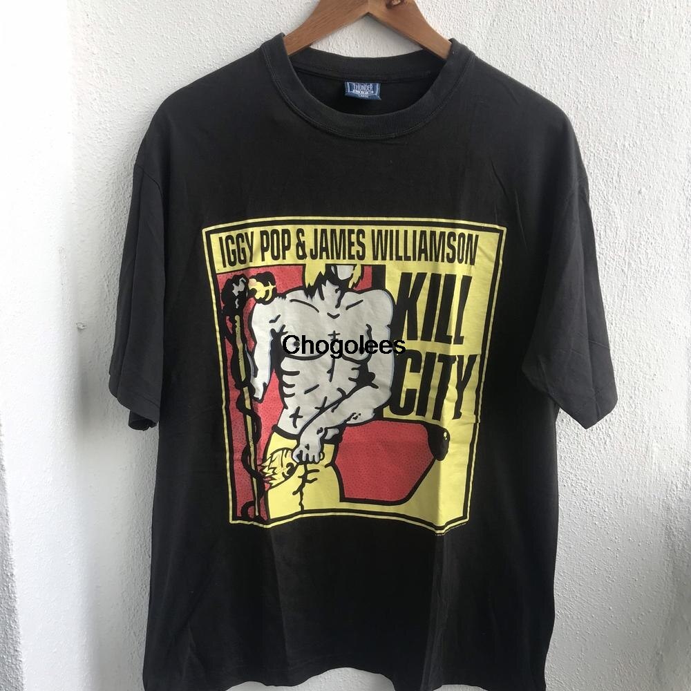 ผ้าฝ้ายแท้เสื้อยืดคอกลม แขนสั้น ผ้าฝ้าย 100% พิมพ์ลายวงดนตรี Grab It Iggy Pop Williamsonkill City 1999 สไตล์พังก์ วินเทจ