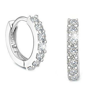 เครื่องประดับแฟชั่นสตรีต่างหูกระดุมเงิน 925 Rhinestone