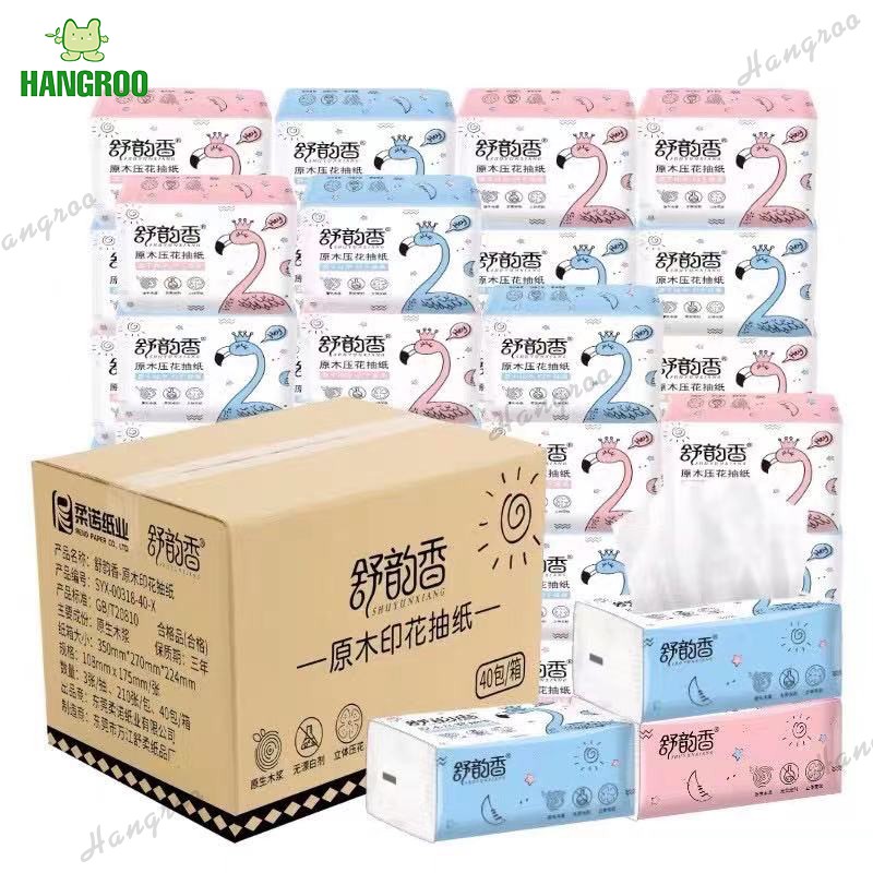 HANGROO T40 กระดาษทิชชู่ (1ลังมี40ห่อ) ไร้ฝุ่น ไม่เป็นขุย ราคาถูก