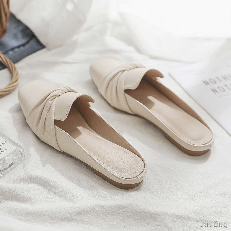FIyingBird 2021 ฤดูร้อนใหม่สาวใจร้ายส้นเท้าขี้เกียจสุทธิแดงเป่าโถวรองเท้าแตะครึ่งตัวหญิงแบนด้านนอกสวมใส่แฟชั่นทั้งหมดตร