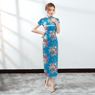 ชุดกี่เพ้าเด็กผู้หญิง  cheongsam   กี่เพ้าลายดอกเชอร์รี่  เนื้อผ้าใส่สบาย