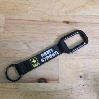 พวงกุญแจ ARMY STRONG black carabiner black ring nylon strap by ครูแว่น frogmangear