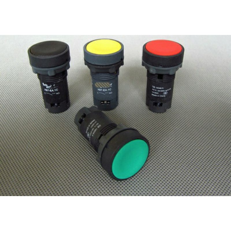 PUSH BUTTON SWITCH สวิทช์กด กดเด้งกลับ สีเขียว สีแดง สีเหลือง สีดำ 22mm พุชบัททอนสวิทช์