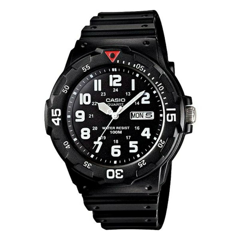 Casio MRW-200H-1B  นาฬิกาข้อมือผู้ชาย สายเรซิน สีดำ ของแท้ 100%