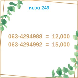 เบอร์มงคล 249 เบอร์มังกร เบอร์จำง่าย เบอร์รวย เบอร์เฮง ราคาถูก ราคาไม่แพง