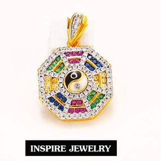 INSPIRE JEWELRY  จี้หยินหยาง ยันต์แปดทิศ ฝังพลอยนพเก้า และเพชรสวิส พร้อมกล่องกำมะหยี่  สวยงามมาก งานปราณีต ละเอียด มีคุณ