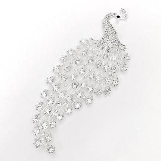 Vintage jewelry แฟชั่นเข็มกลัดขนาดใหญ่ เพชรคริสตัลสีแดง เข็มกลัดนกยูงสีทอง peacock brooch