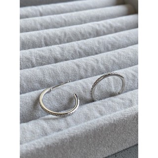 [all silver 925] hoo.stores Big Diamond Hoop (Rhodium plated) ต่างหูห่วงเงินแท้ s925 ต่างหูห่วงเพชร ต่างหูเพชรcz