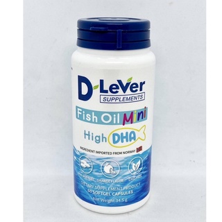 Fish oil mini High DHA (D Lever) ดีลีเวอร์ ฟิช ออยล์ มินิ รสส้ม บรรจุ 60 แคปซูล นำเข้าจากประเทศนอร์เวย์