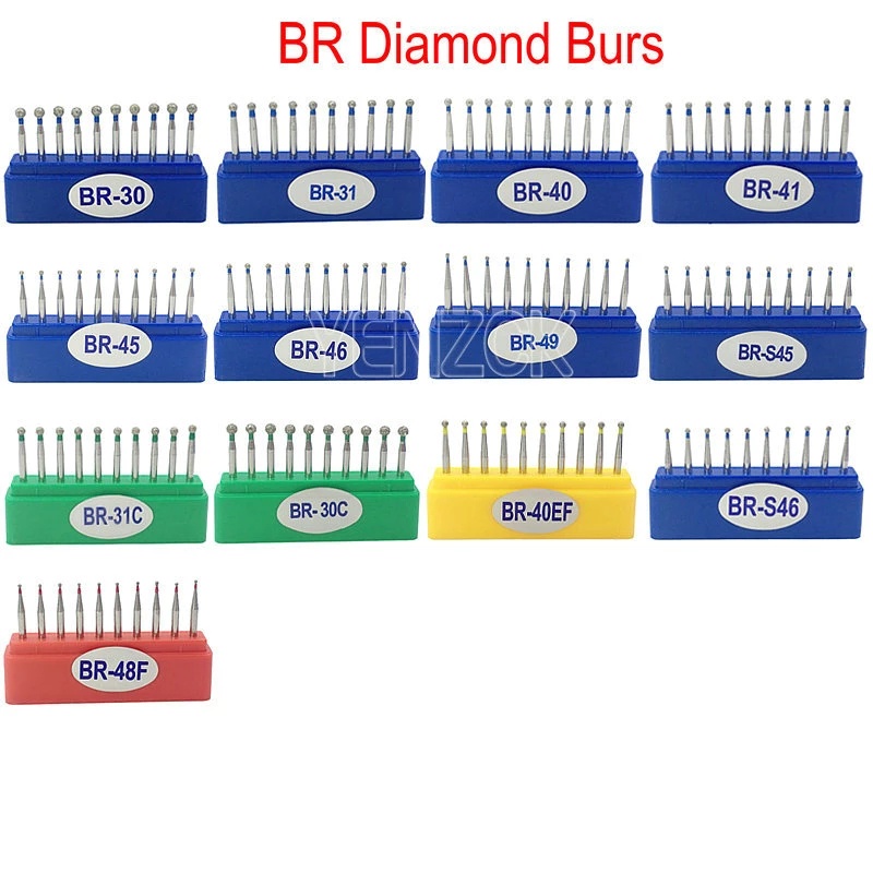 Diamand Burs 10 ชิ้น / กล่อง สําหรับเครื่องขัดเงาความเร็วสูง

