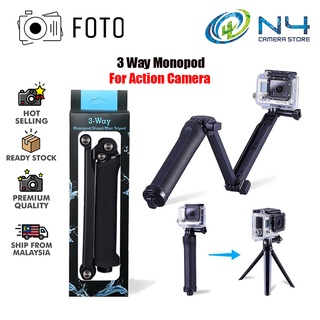 Foto ขาตั้งกล้อง 3 ทาง Monopod Tripod Grip Extension Arm Tripod Mount GoPro SJCam YiCam DJI Osmo Action Camera