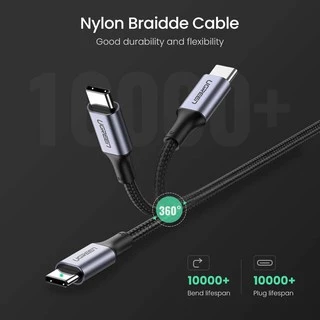 UGREEN (US316) มี 3 สี ดำ ฟ้า เขียว USB-C to USB C Cable, USB Type-C 100W Power Delivery PD Charging Cord