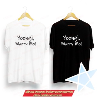 เสื้อยืดเสื้อยืด พิมพ์ลายศิลปินเกาหลี BTS SUGA MINYOONGI "YOONGI MARRY ME"