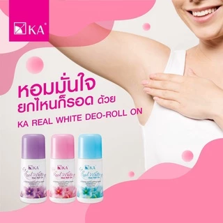 (แพ็ค 6 ขวด) KA Real White Deo Roll On เคเอ ไวท์ ดีโอ โรลออน ลูกกลิ้ง ระงับกลิ่นกาย ขนาด 25 มล.