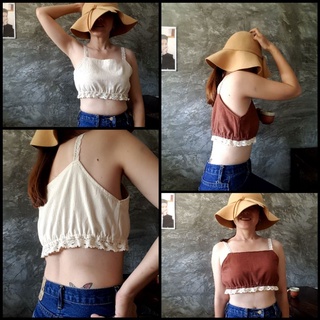 เสื้อครอป ผ้าฝ้ายเครป รุ่น Crop &amp; Lace