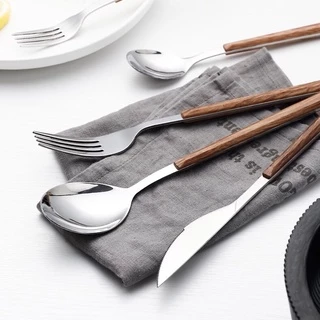 [พร้อมส่ง]🍴ช้อน ส้อม มีด ตะเกียบ ลายไม้ สวยดูดี มินิมอลสุดๆ
