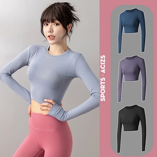 เสื้อครอปแขนยาวใส่ออกกําลังกายสําหรับผู้หญิง