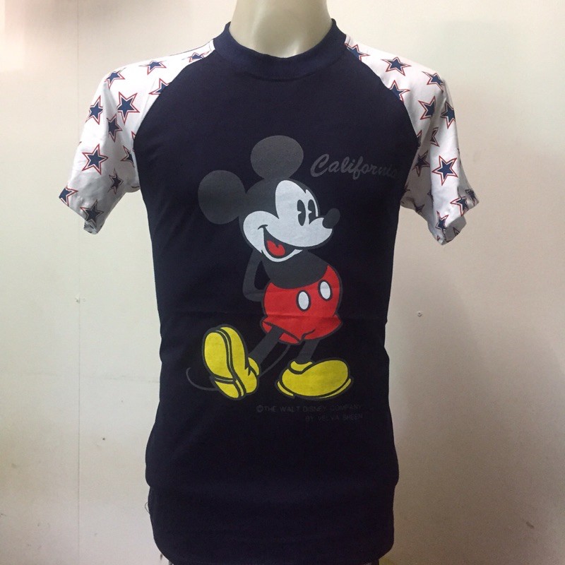 เสื้อยืดวินเทจแขนดาว Mickey Mouse Vintage 80’ Size S_M_L สไตล์วินเทจยุคเก่า