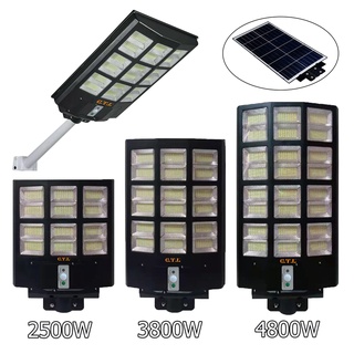 ไฟโซล่าเซล โคมไฟถนนโซล่าเซลล์ ไฟ LED 2500-4800W โคมไฟ SOLAR LIGHT ไฟสว่างถึงเช้า ไฟพลังงานแสงอาทิตย์ กันน้ำ IP67