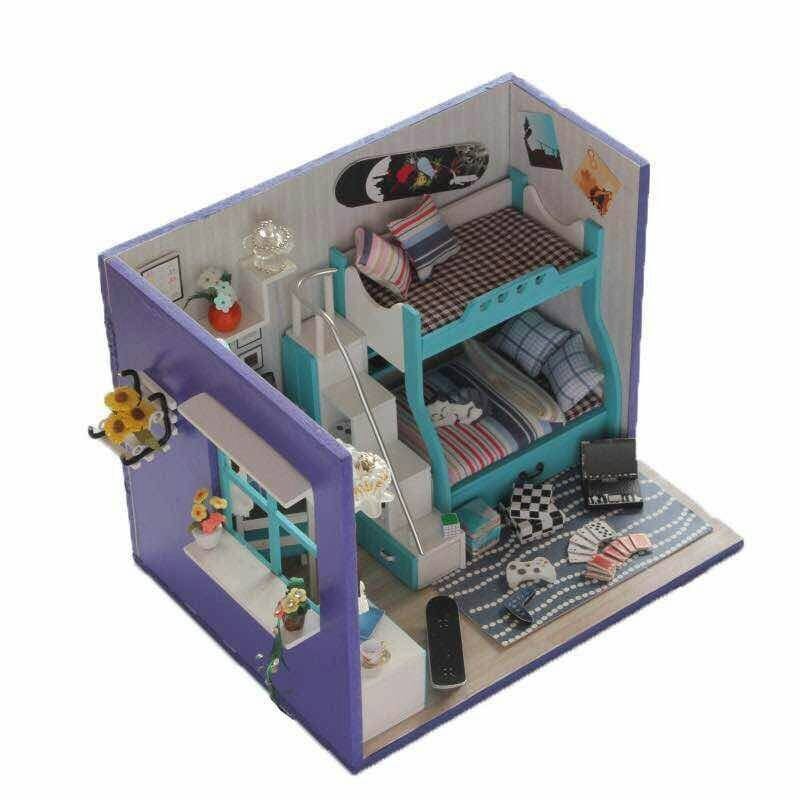 โมเดลห้องนอนน่ารัก สีฟ้า ชุด KIT DIY