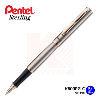 ปากกาเจล Pentel K600PG-C สีเงินแหนบสีทองชมพู