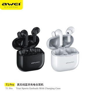 Awei T1pro TWS หูฟังบลูทูธไร้สาย เวอร์ชั่น5.3 กันน้ำ IPX6 ไฮไฟสเตอริโอพร้อมไมโครโฟนใส่ออกกำลังกาย