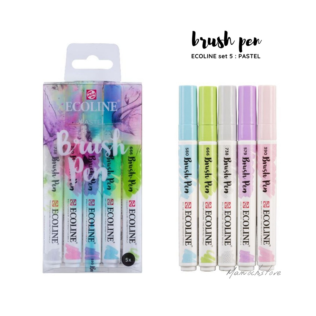 ปากกาหัวพู่กัน brush pen ECOLINE talens PASTEL GREY
