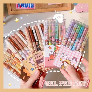 Kawaii ชุดปากกาลูกลื่น หมึกสีดํา 0.5 มม. 6 ชิ้น