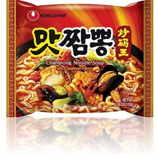 Nongshim champong noodle soup Spicy seafood flavour 130g นงชิม จัมปง รสซีฟู้ดเผ็ด บะหมี่กึ่งสำเร็จรูปเกาหลี