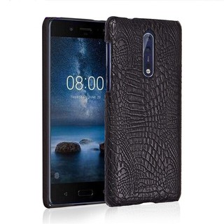 เคส Nokia 5 Luxury Vintage Crocodile Pattern PU Leather หนังดำ