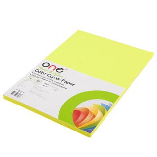 กระดาษสีถ่ายเอกสาร 18 สีเหลืองสะท้อนแสง (100แผ่น) ONE 18 yellow reflective photocopy paper (100 sheets) ONE