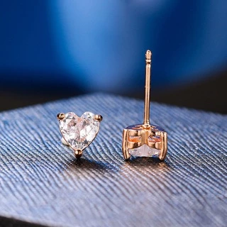 Zhouyang รักหัวใจสตั๊ดต่างหูสำหรับผู้หญิงสไตล์เกาหลี Zircon Rose Gold สีสตั๊ดหูแหวนอุปกรณ์เสริมเครื่องประดับของขวัญ E342