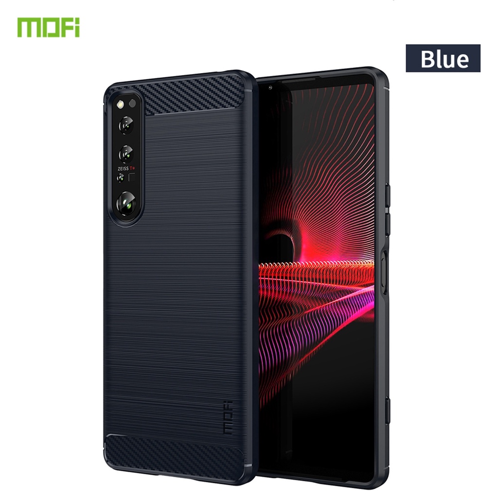 MOFI เคส SONY Xperia 1 10 III IV รุ่น Carbon Fiber Soft TPU Silicon Back Cover