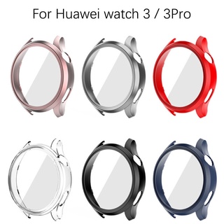 เคสกระจกกันรอยหน้าจอ ขอบแข็ง สําหรับ Huawei Watch 3/3 Pro 48/46 มม.