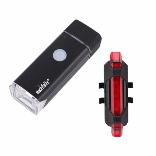 ไฟหน้า Machfally USB Aluminium Light 180 Lumens + ไฟหลังจักรยาน Rapid X (สีแดง)