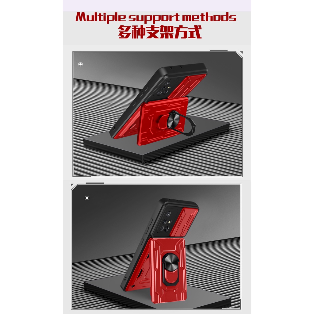 Luxury Shockproof Armor Case Samsung Galaxy A71 A51 A31 A21S A50S A30S A20S A10S A50 4G Card Holder Stand Cover ราคา ถูกที่สุด ดีลบีเคเค แกลเลอรีภาพที่ 2