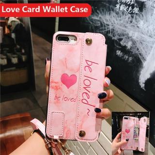 เคสมือถือโทรศัพท์หนังสําหรับ เคสไอโฟน สำหรับ IPhone 11 Pro 6 6s 7 8 Plus X XS MAX XR i11 ระเป๋าสตางค์เคสมีช่องใส่บัตรเคสปก เคสแฟชั่น Love Leather Card Slot Wallet Shockproof Phone Case Lanyard Bracket Holder Protection Pink Cases Cover Black Shell