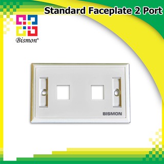 เต้ารับสายแลน 2 Port Standard Face plate (ABS, UL-94V-0) (BISMON)