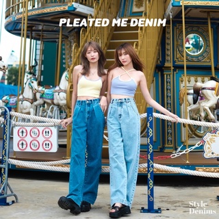 กางเกงยีนส์เอวสูง รุ่น Pleated me denim (สีเข้ม) | Styledenims