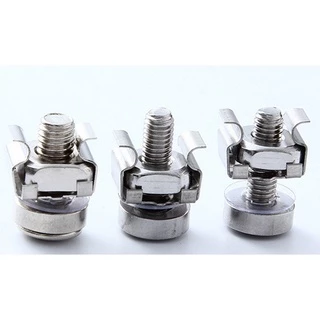 น็อตยึดแร็ค สแตนเลส M5 M6 (6x20 mm. Cage Nuts and Screws) Rack 1 ชุด (ตัวผู้ + ตัวเมีย)