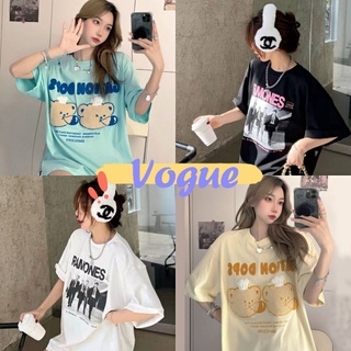 Tee Vogue​🌟​พร้อมส่ง​🌟​ เสื้อยืดแชนสั้น คอกลม ผ้านิ่มใส่สบายลายการ์ตูนน่ารัก (DX-9619/9597)-N 03