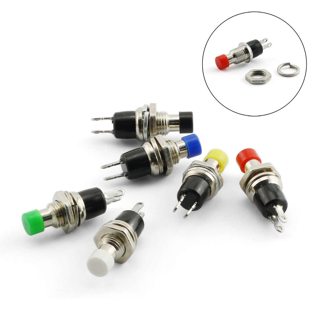 (2ตัว)สวิตช์ปุ่ม กดติด ปล่อยดับ 1A 250V AC 2 Pins 7mm. PBS-110 SPST Mini Push Button Switch Normal Open (NO) สวิตช์ ปุ่ม