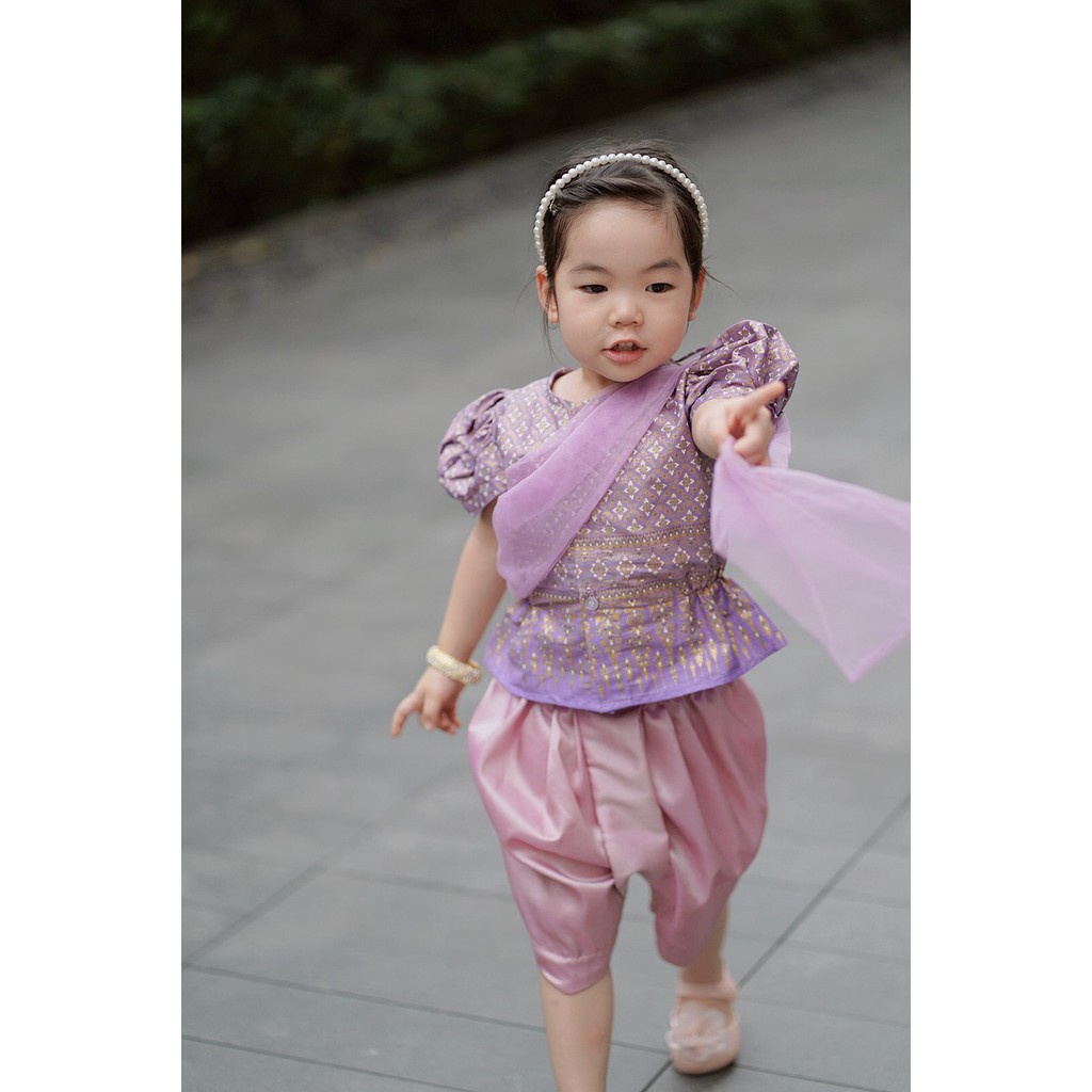 กางเกงขายาวเด็ก ชุดเดอะฮัลค์ ชุดไทยเด็ก ชุดโจงกระเบนเด็ก สีม่วงอ่อน รุ่น SK2101-lilac
