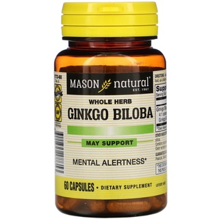 Mason Natural Whole Herb Ginkgo Biloba 60 Capsules